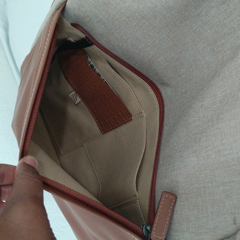 Boconi recycled polyester & leather travel Backpack - Picture 9 of 17
